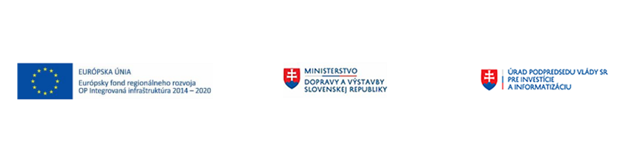 Logo Európsky fond regionálneho rozvoja OP integrovaná infraštruktúra 2014-2020, Ministerstvo Dopravy a výstavby Slovenskej republiky, Úrad podpredsedu vlády SR pre investície a infromatizáciu.
