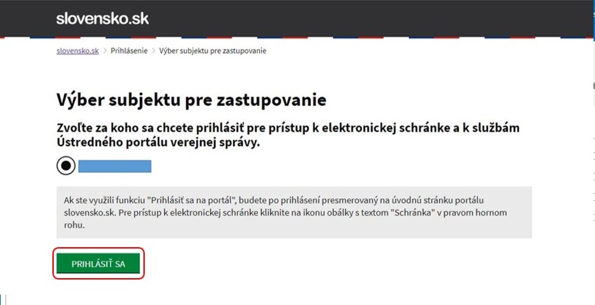 Výberu subjektu pre zastupovanie